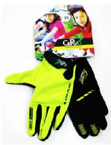 כפפות מלאות לילדים שחור- ירוק XS