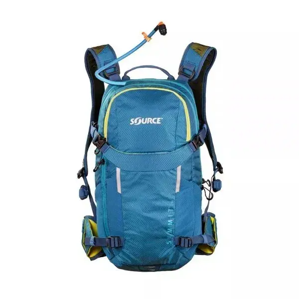 תיק רכיבה מקצועי שלוקר שורש | 3 ל’ מים + 12 ל’ אחסון | Summit כחול אטלנטי/צהוב זוהר