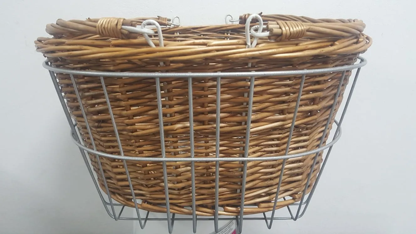 סל מתכת + סל קש מעל גלגל קדמי 39X30X20 לאופני עיר