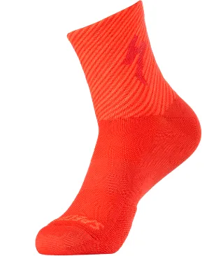 גרביים בינוניות Soft air mid logo sock flored/rktred stripe m