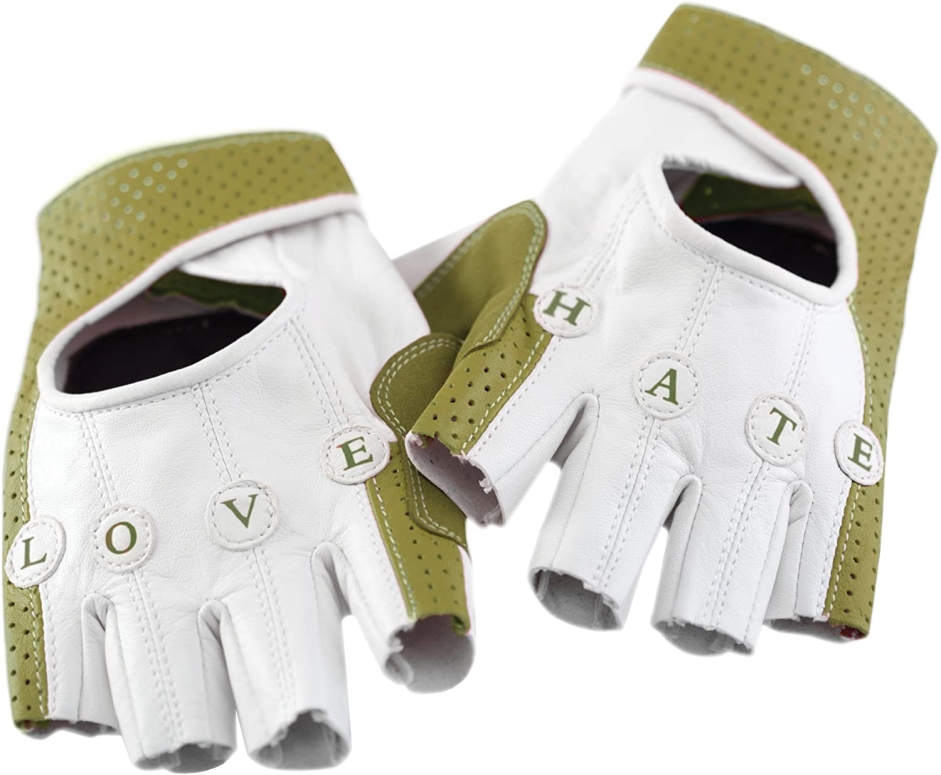 כפפות M קצרות ירוק-קרם KNOG LOVE & HATE KGL03-M