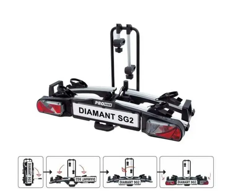 מתקן אופניים לרכב מתקפל מסוג "מגש" 2 זוגות Diamant SG2