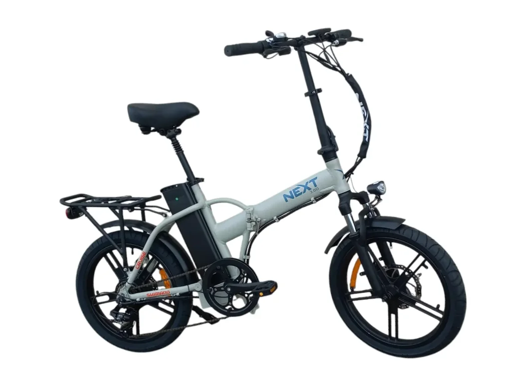 אופניים עיר חשמליים אפור בולם קדמי Next 3.0