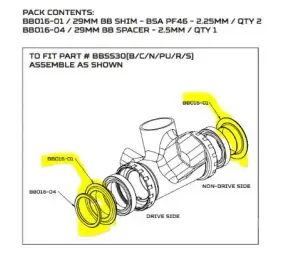 קיט המרה לציר מרכזי 29MM DUB BOTTOM BRACKET CONVERSION KIT BSA AND PF46