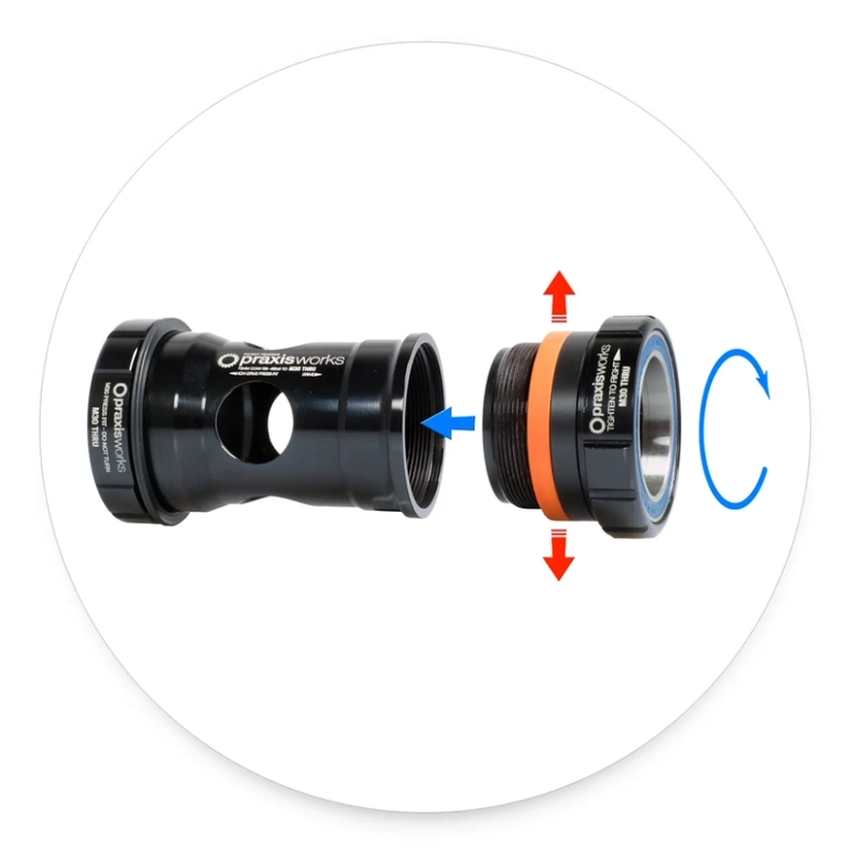 ציר מרכזי פרקסיס Bbr Praxis, Conversion Bb, Bb30 Frame To, Shimano 24Mm Spindle Crank, For 68Mm Shel