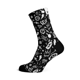 Doodle Black Casual Crew Socks 'גרבי רכיבה במידה לארג