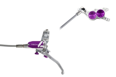 סט בלם Tech 4 E4 - Silver/Purple- BRAIDED-L/H