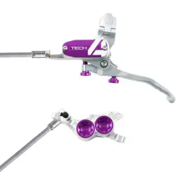 סט בלם Tech 4 E4 - Silver/Purple- BRAIDED-R/H