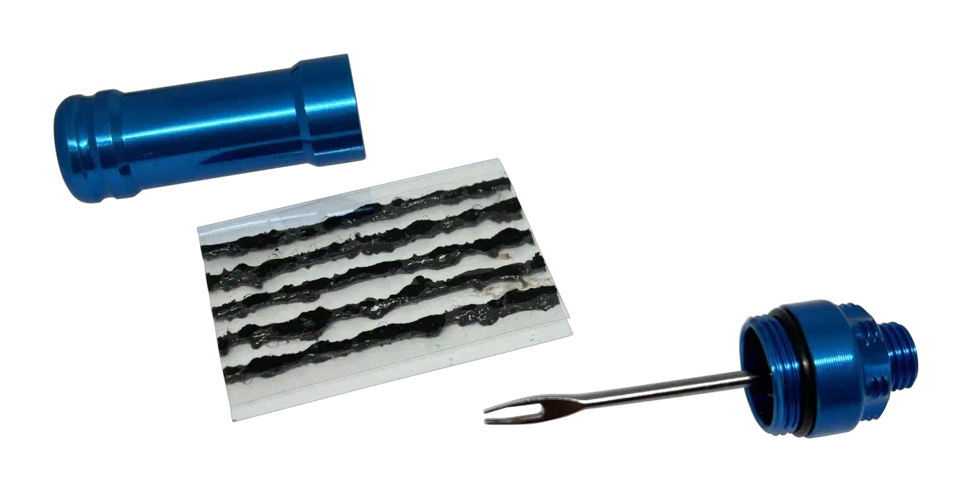 ערכת מיני לתיקון צמיג טיובלס בצבע כחול עם אפשרות הברגה למתן CO2